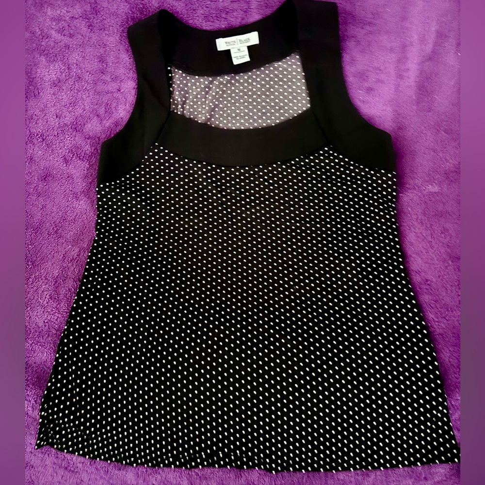 WHITE HOUSE BLACK MARKET Black and White Polka Dot Women's Top
